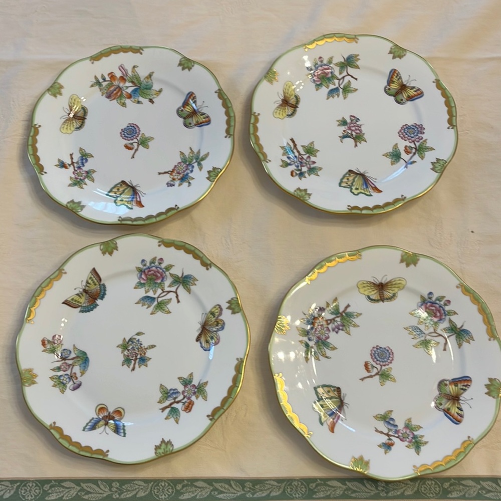 4 Herend Queen Victoria salad plates
